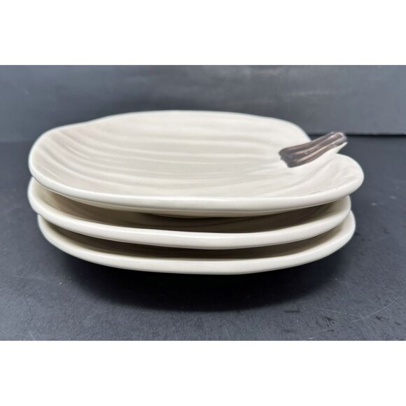 Set of 3 BARBARA EIGEN POTTERY BARN PUMPKIN White Salad Dessert Appetizer Plates - Picture 8 of 11